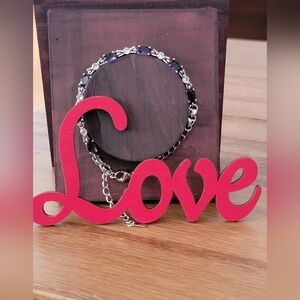 Chic Amethyst and Sterling Silver S925 Stamped Bracelet!